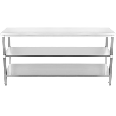 Arbejdsbord i rustfrit stål med 3 hylder Firkantede ben 1800x600x900mm | Adexa DW3T18060