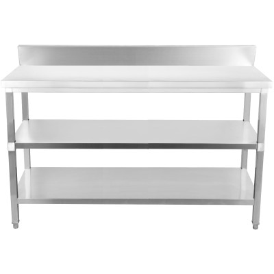 Arbejdsbord i rustfrit stål 3 hylder Bagkant Firkantede ben 1800x600x900mm | Adexa DW3T18060B