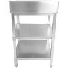 Arbejdsbord Rustfrit stål 3 hylder Bagkant Firkantede ben 600x600x900mm | Adexa DW3T6060B