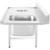 Nedfældbar vask Venstre side 1400x650x850mm Med vask Med afløbshul Med Kant Rustfrit stål | Adexa DWITC1465R