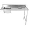 Indløbsvask Højre side 1400x650x850mm Med vask Med afløbshul Med Kant Rustfrit stål | Adexa DWITC1465L