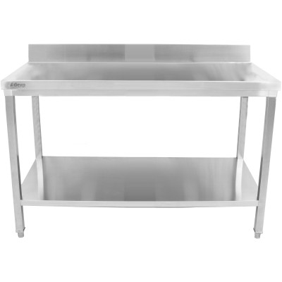 Premium Arbejdsbord med underhylde og kant i rustfrit stål 1200x600x900/1000mm | Adexa DWT12060
