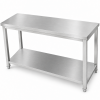 Professionelt arbejdsbord i rustfrit stål med underhylde og firkantede ben, 1600 x 600 x 900 mm | Adexa DWT16060WO