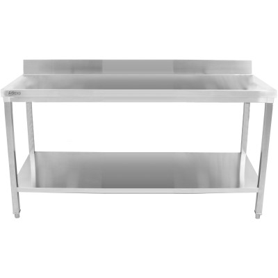 Premium Arbejdsbord med underhylde og kant i rustfrit stål 1800x700x900/1000mm | Adexa DWT18070