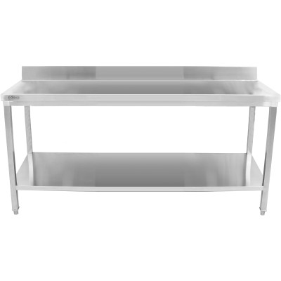 Premium Arbejdsbord i rustfrit stål med underhylde, stænkplade 2000x700x900/1000mm | Adexa DWT20070