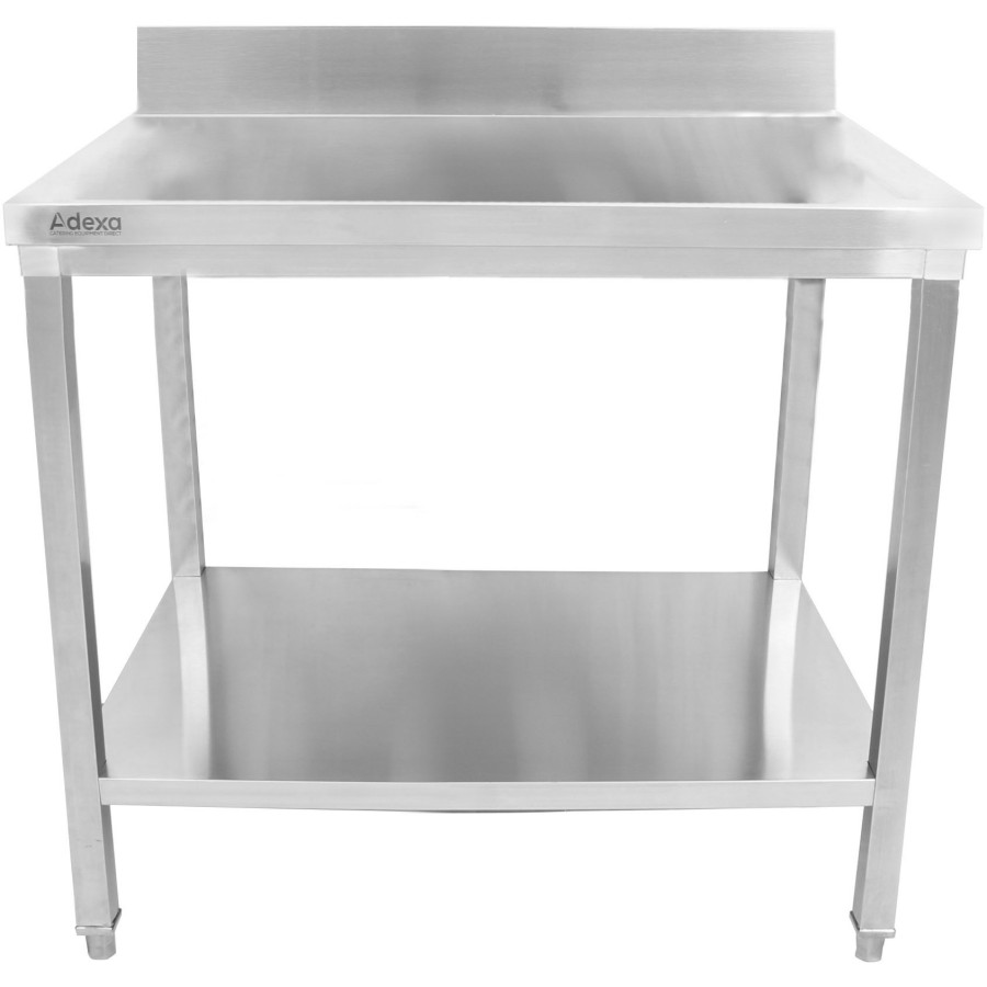 Premium Arbejdsbord med underhylde og kant i rustfrit stål 800x600x900/1000mm | Adexa DWT8060