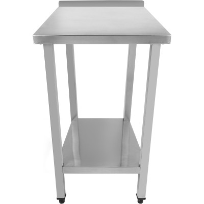 Arbejdsbord Underhylde og Kant i rustfrit stål 800x800x900mm | Adexa DWT80080B