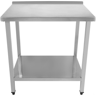 Arbejdsbord Underhylde og kant i rustfrit stål 1200x800x900mm | Adexa DWT80120B