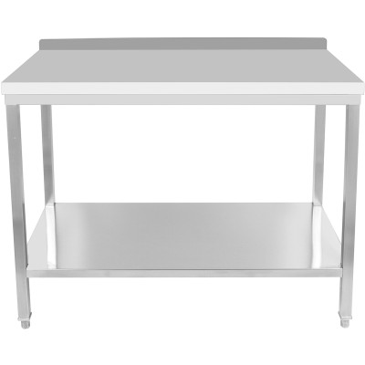 Arbejdsbord Underhylde og bagplade i rustfrit stål 1400x800x900mm | Adexa DWT80140B