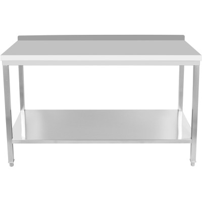 Arbejdsbord Underhylde og kant i rustfrit stål 1600x800x900mm | Adexa DWT80160B