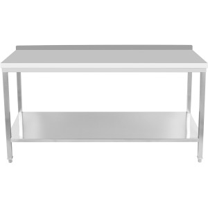 Arbejdsbord Underhylde og kant i rustfrit stål 1800x800x900mm | Adexa DWT80180B