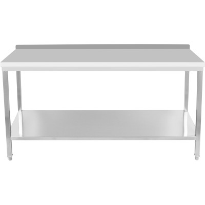 Arbejdsbord Underhylde og kant i rustfrit stål 1800x800x900mm | Adexa DWT80180B