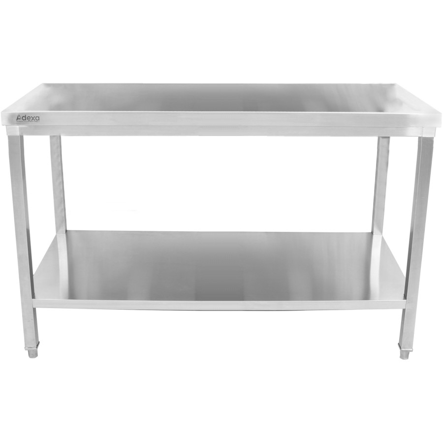 Arbejdsbord i rustfrit stål Underhylde Firkantede ben 1400x700x850mm | Adexa DWTF14070WO