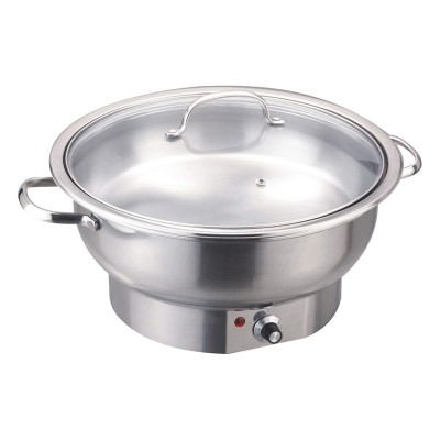 Chafing Dish Elektrisk rund glaslåg rustfrit stål 6 liter | Adexa ECD06DE