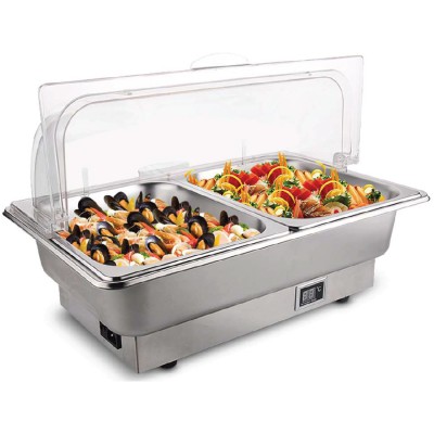 Chafing Dish med rulletop elektrisk GN 1/1 rustfrit stål plastlåg | Adexa ECD09A2