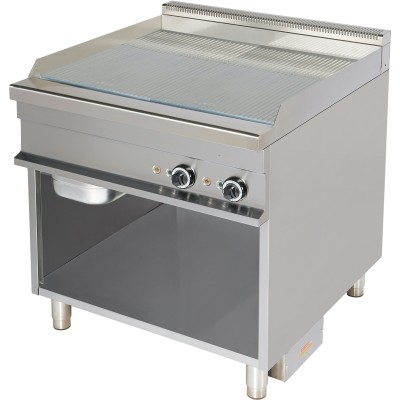 Professionel elektrisk kogeplade med åbent kabinet, ribbet 2 zoner 12kW | Adexa Hotmax 900 EG921G