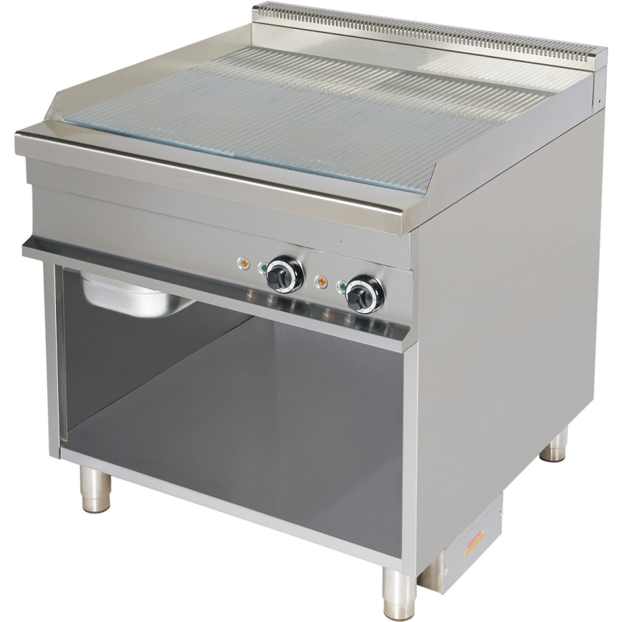 Professionel elektrisk kogeplade med åbent kabinet, ribbet 2 zoner 12kW | Adexa Hotmax 900 EG921G