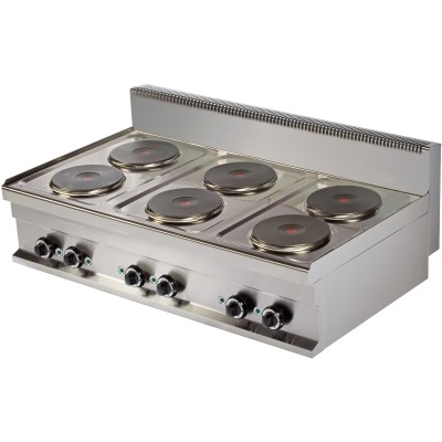 Professionelt elektrisk komfur med 6 plader 15,6kW | Adexa Hotmax 700 ER731S