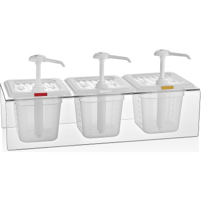 Professionel dressingpumpe/ketchuppumpe med stativ 3 pumper plast | Adexa GDP03