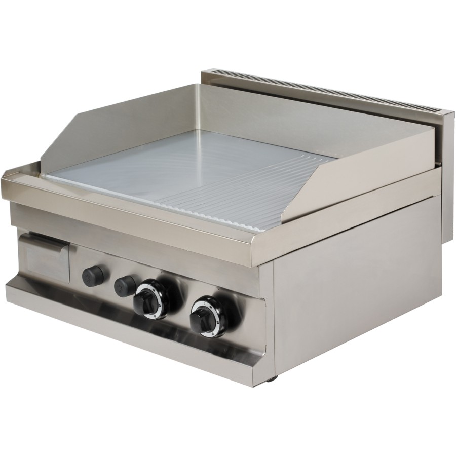 Professionel Griddle Gas Glat/Ristet 2 zoner 9,6kW Bordmodel | Adexa Hotmax 600 GG606SG