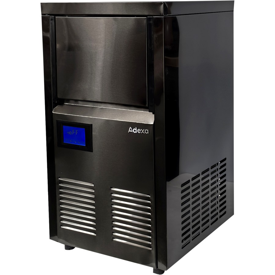 Professionel ismaskine Klar is Individuelle terninger 30kg/24t 10kg beholder Sort rustfrit stål Digital kontrol | Adexa GI30BD