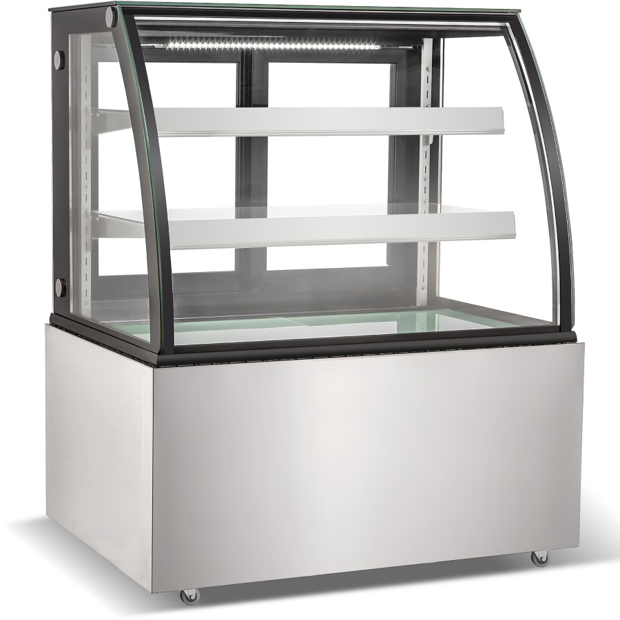 Kagemontre Buet front Rustfrit stål & sort 900x700x1200mm 2 hylder LED | Adexa GN900CF2