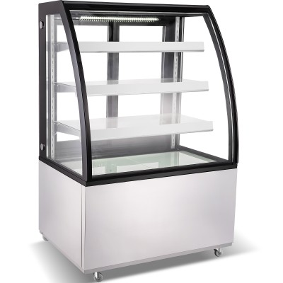 Kagemontre Buet front Rustfrit stål & sort 900x730x1300mm 3 hylder LED-belysning | Adexa GN900CF3