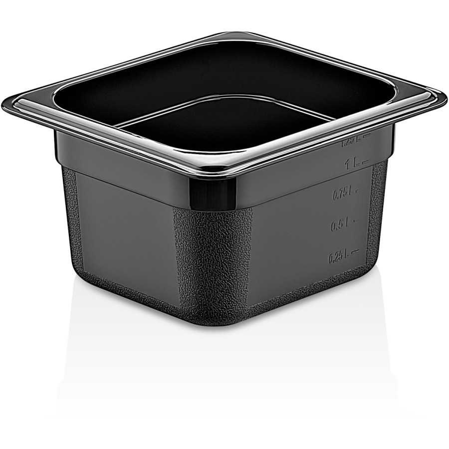GN-kantine Polycarbonat GN1/6 Dybde 100mm Sort | Adexa PB8164
