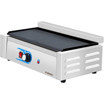 Professionel stegepande Elektrisk 1 zone 1,4kW Ribbet støbejernstop | Adexa GP3030EW