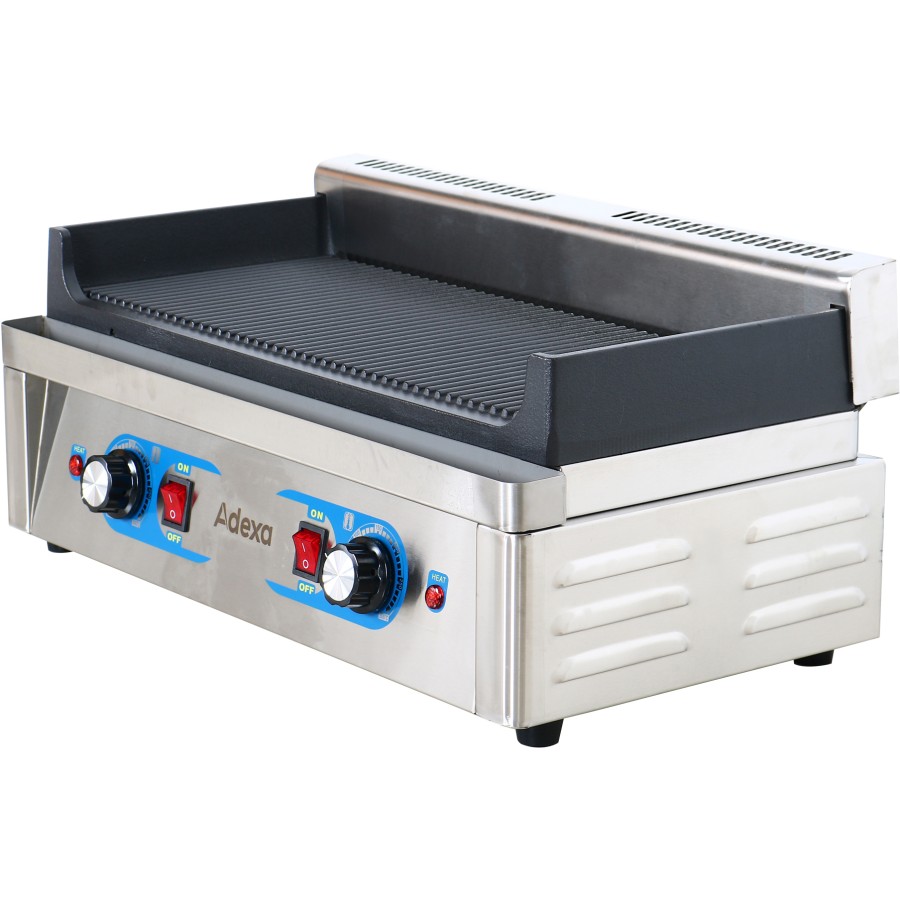 Professionel Friture Elektrisk 1 zone 2,3kW Ribbet støbejernstop | Adexa GP5530EW