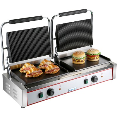 Professionel kontaktgrill Double XL Ribbed/Slatted 4,4kW | Adexa HEG813EA