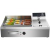 Professionel stegeplade og Friture 760x630x460mm 2,8+3kW Elektrisk | Adexa HEG908
