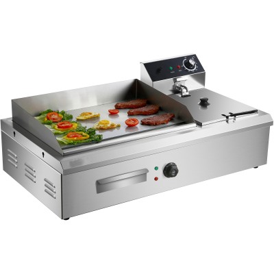 Professionel stegeplade og Friture 760x630x460mm 2,8+3kW Elektrisk | Adexa HEG908