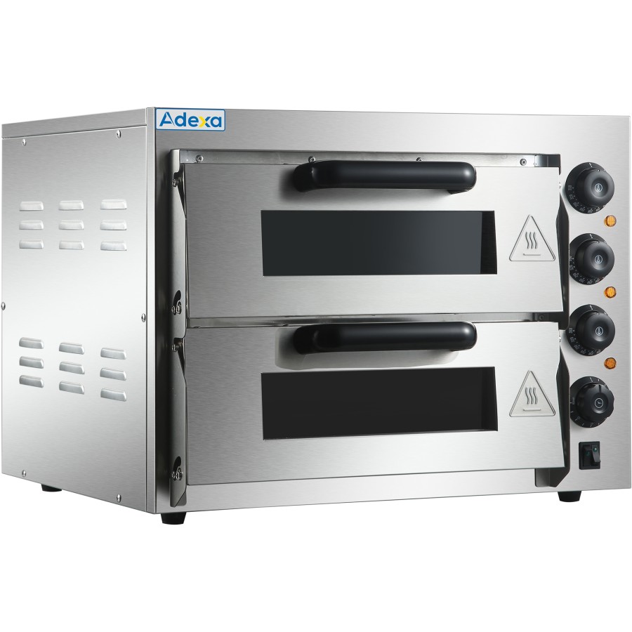 Professionel pizzaovn elektrisk 4+4 pizzaer på 20 cm | Adexa HEP2ST