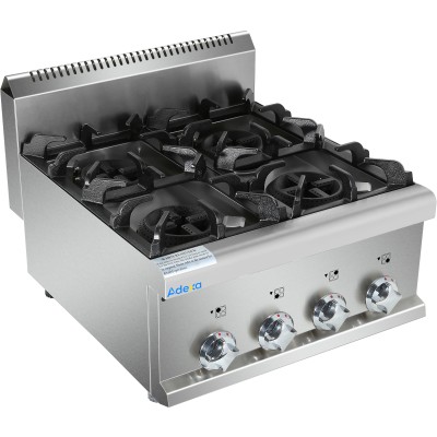 Professionel gaskomfur med 4 brændere 14,2kW | Adexa HGR605