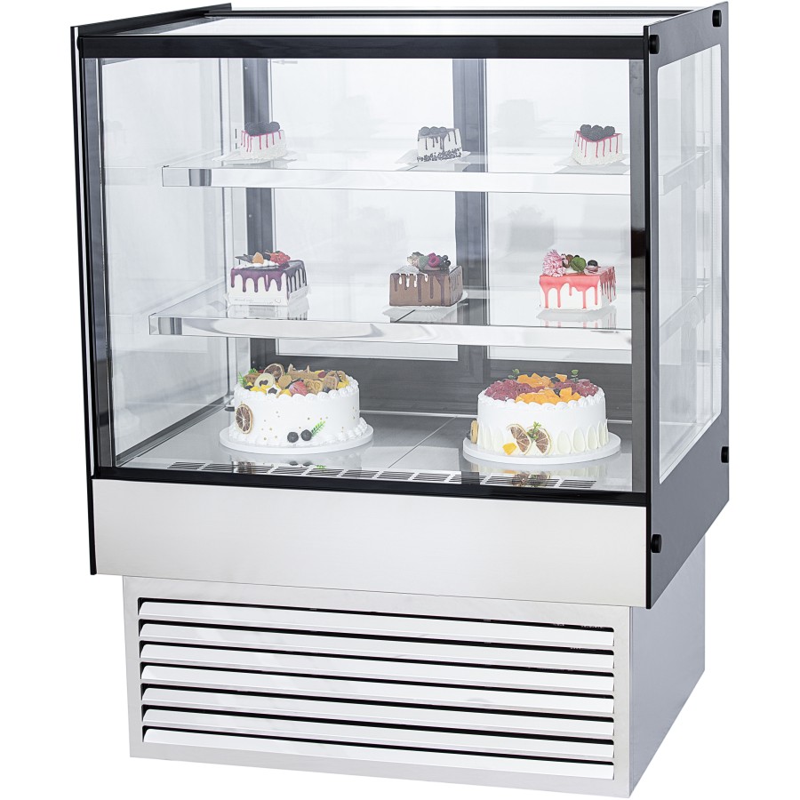 Konditormonter Bagtilgængelige døre Lige front 2 hylder 900x700x1200mm Rustfrit stål & Sort | Adexa HL900B2