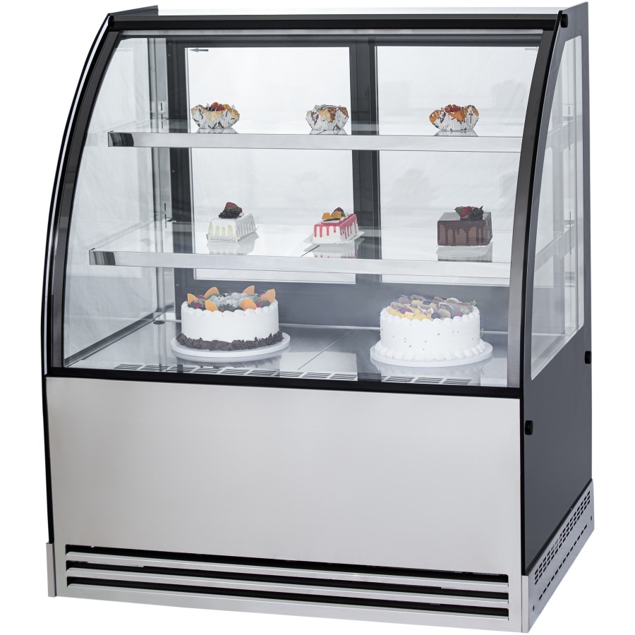 Konditormonter Bagtilgængelige døre Buet front 3 hylder 1000x700x1300mm Rustfrit stål & Sort | Adexa HL1000EM3