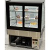 Konditormonter Bagtilgængelige døre Rund front 2 hylder 900x700x1200mm Rustfrit stål & Sort | Adexa HL900S2