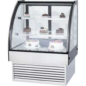 Konditormonter Bagtilgængelige døre Rund front 2 hylder 900x700x1200mm Rustfrit stål & Sort | Adexa HL900S2