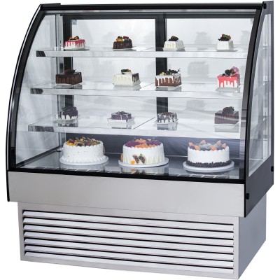 Konditormonter Bagtilgængelige døre Rund front 3 hylder 700x700x1300mm Rustfrit stål & Sort | Adexa HL700S3