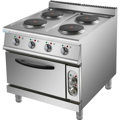 Professionelt elektrisk komfur med 4 plader og elektrisk ovn 10,4kW+4,8kW | Adexa HRQ912A