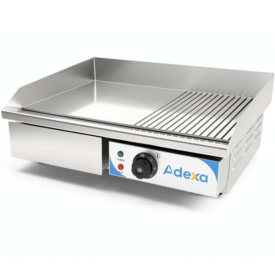 Professionel stegepande, glat/riflet, 550 x 430 x 240 mm, 3 kW, el | Adexa IWG8182
