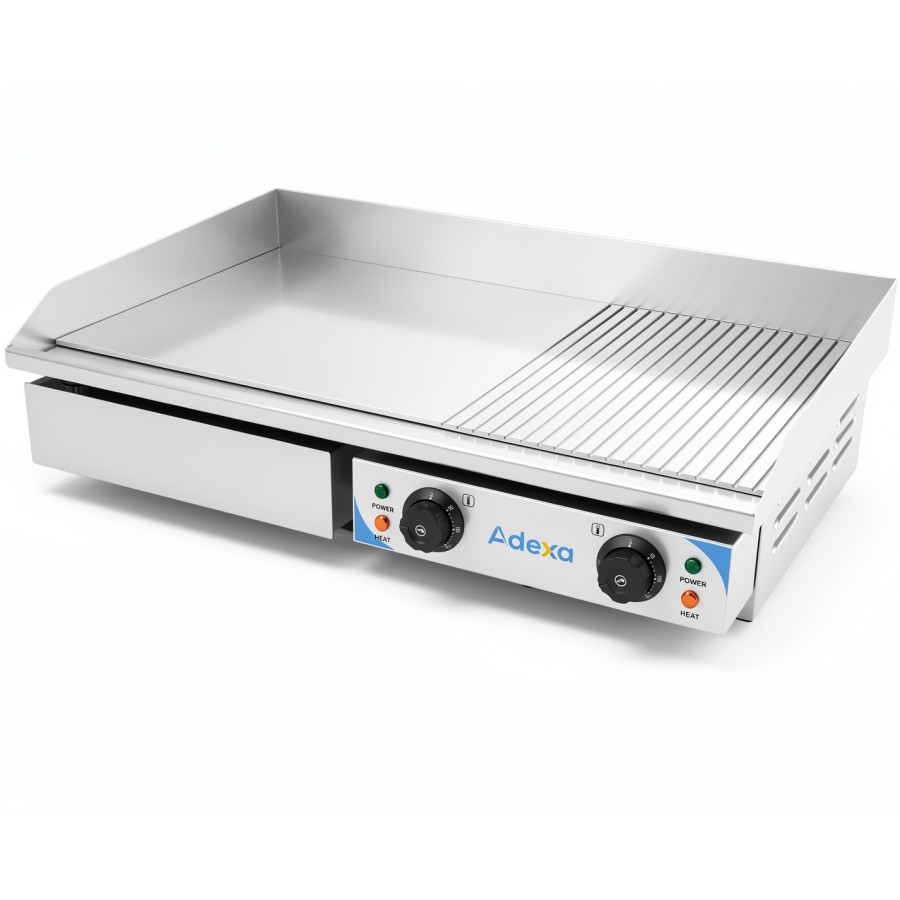 Professionel stegepande, glat/riflet, 730 x 470 x 240 mm, 2 x 2,2 kW, el | Adexa IWG8202