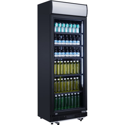 Drikkevarekøleskab 352 liter Glasdør Dynamisk køling Sort | Adexa LG352DFBLACK