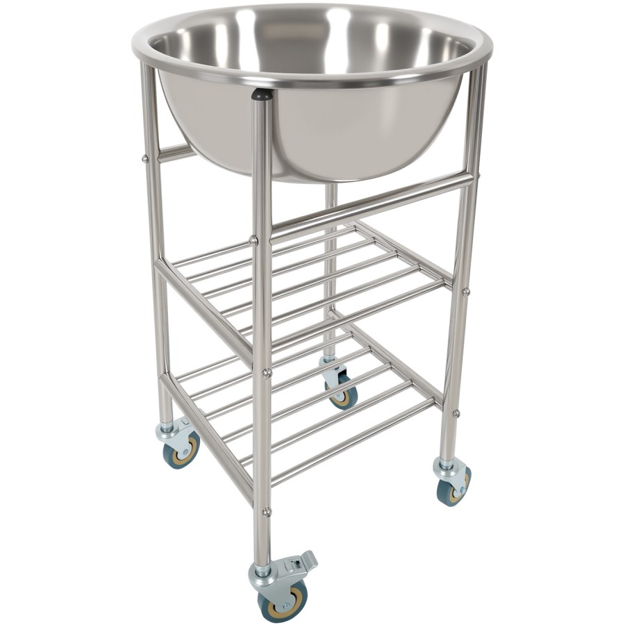 Skålvogn i rustfrit stål inkl. 25 liters skål To hylder 514x350x838mm | Adexa MBXS001