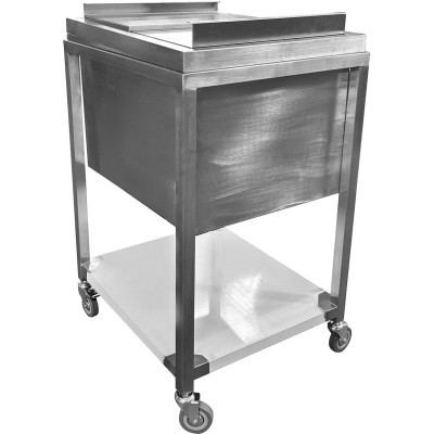 Isspand/-skuffe med hjul og skydelåg i rustfrit stål 40 liter 700x500x850mm | Adexa MIB504035