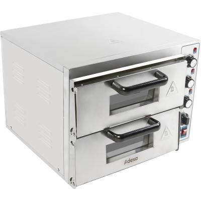Elektrisk pizzaovn 4 + 4 pizzaer på 20 cm | Adexa MLP2ST