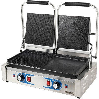 Professionel Klemmegrill Dobbelt Riflet/Glat Top & Bund 3,6 kW | Adexa MLP813B