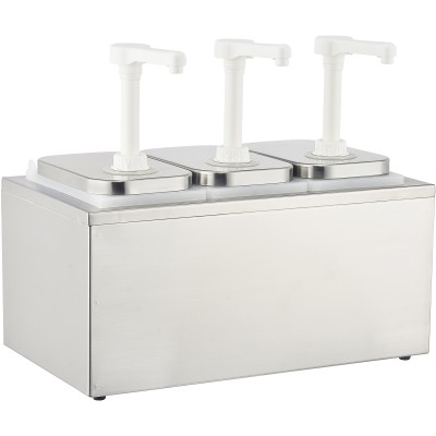 Dressing/sennep/ketchup-dispenserpumpe 3x2 liter rustfrit stål | Adexa NHP003