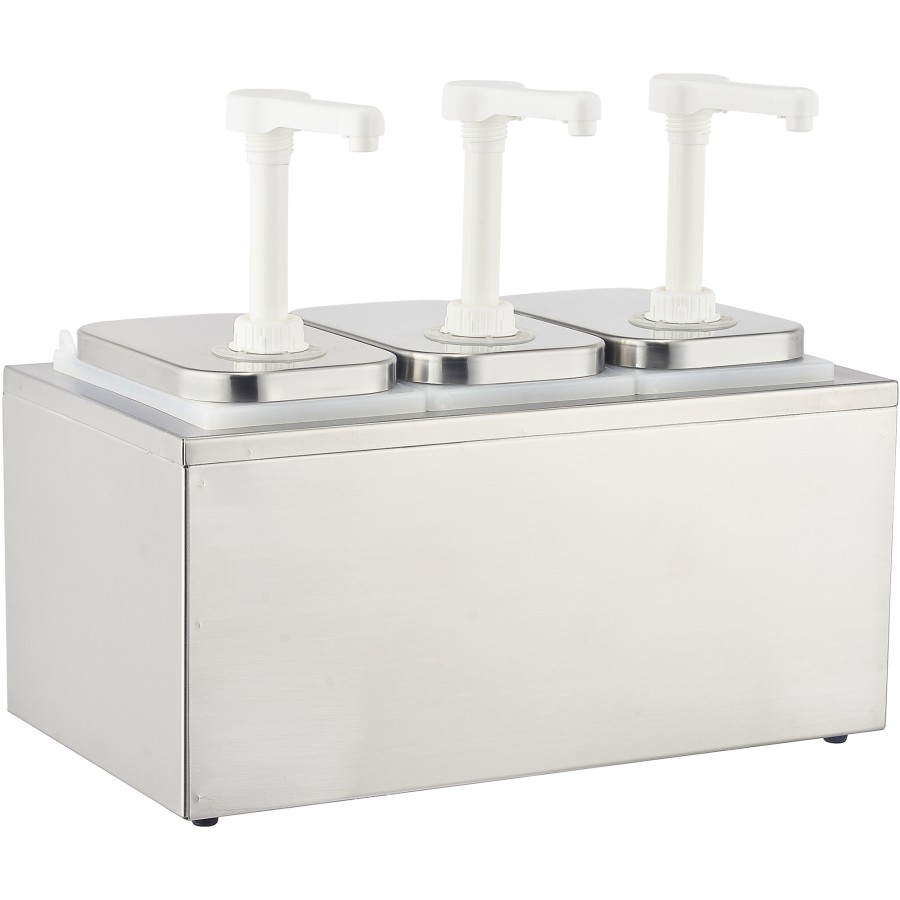 Dressing/sennep/ketchup-dispenserpumpe 3x2 liter rustfrit stål | Adexa NHP003